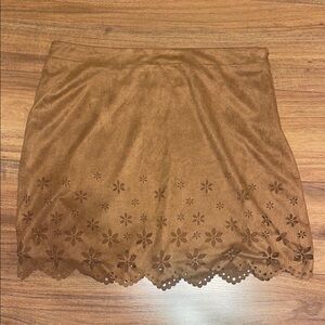 Forever 21 Brown Floral Cut Out Mini Skirt